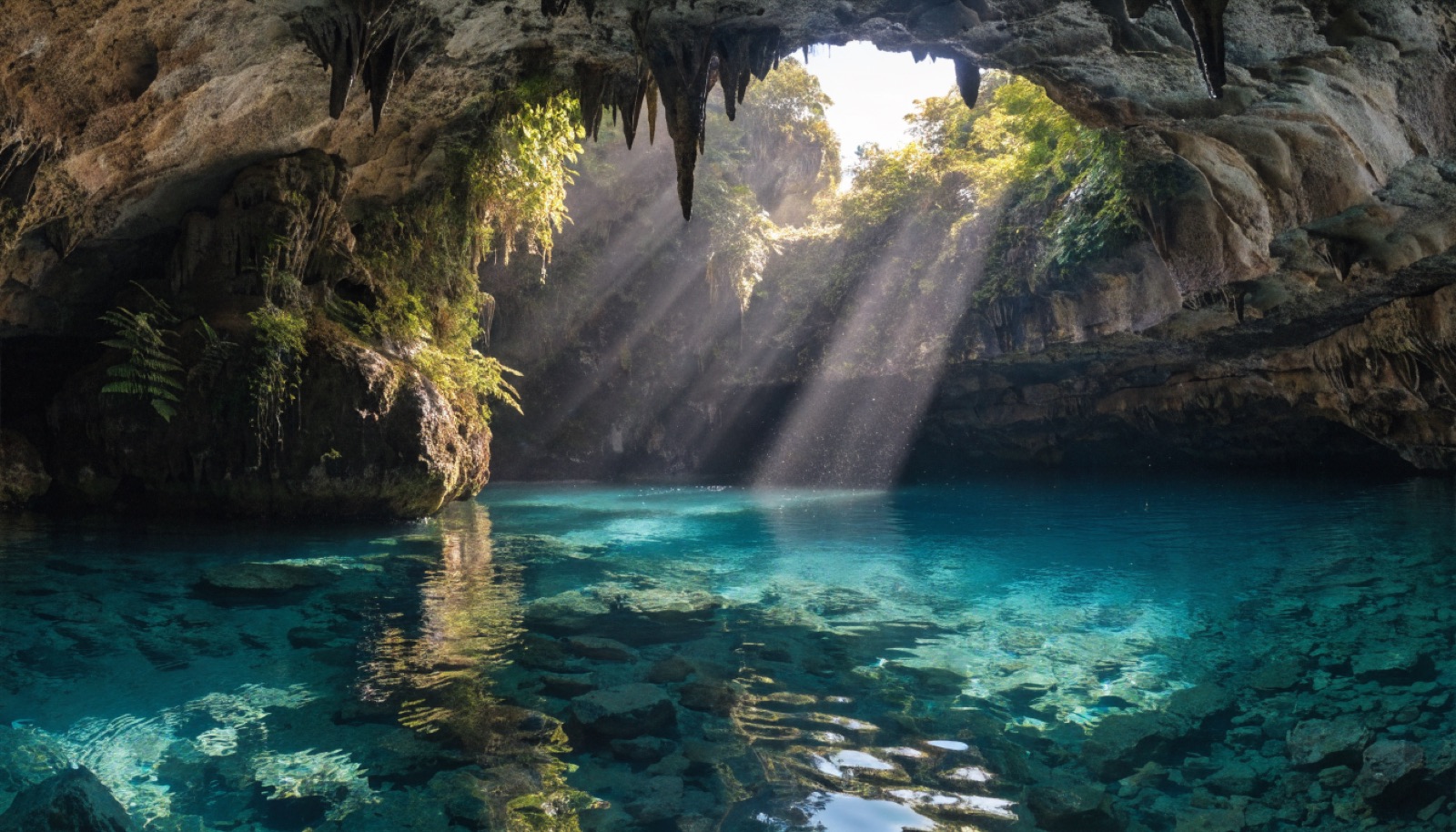 Limestone cave with underground lagoon